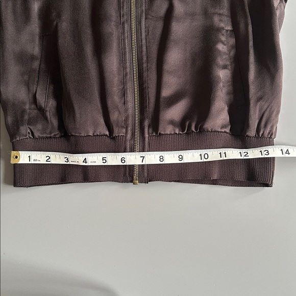 Max Studio Women's Brown Silk Bomber Zip Up Jacket size XS - Picture 10 of 14